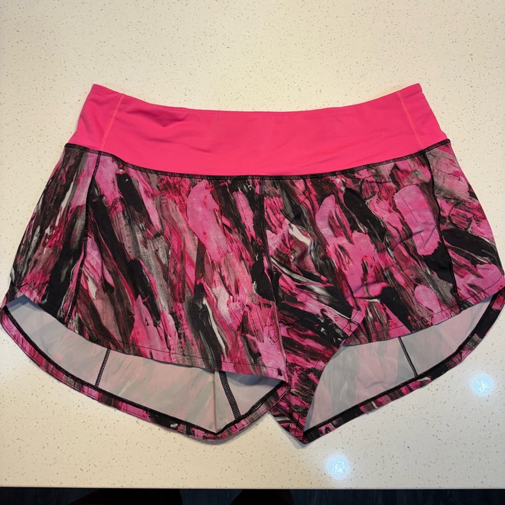 Pink Lululemon speed up shorts